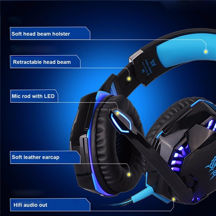 Kotion chaque casque de jeu G2000 écouteur 3.5mm avec lumière rvb micro antibruit son stéréo pour PS5 PS4 PC