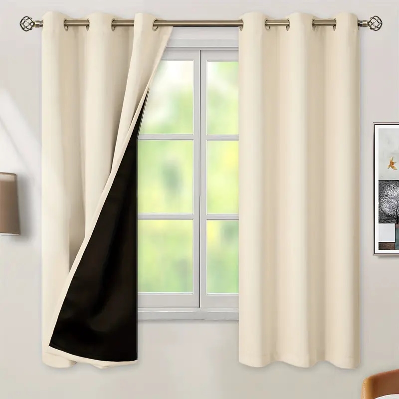 2 panels blackout curtains heat insulation curtain panels with coated insulation lining suitable for living room bedroom kitchen bathroom home decor room decor details 1