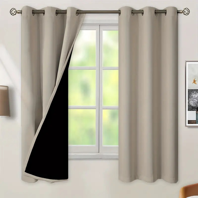 2 panels blackout curtains heat insulation curtain panels with coated insulation lining suitable for living room bedroom kitchen bathroom home decor room decor details 5