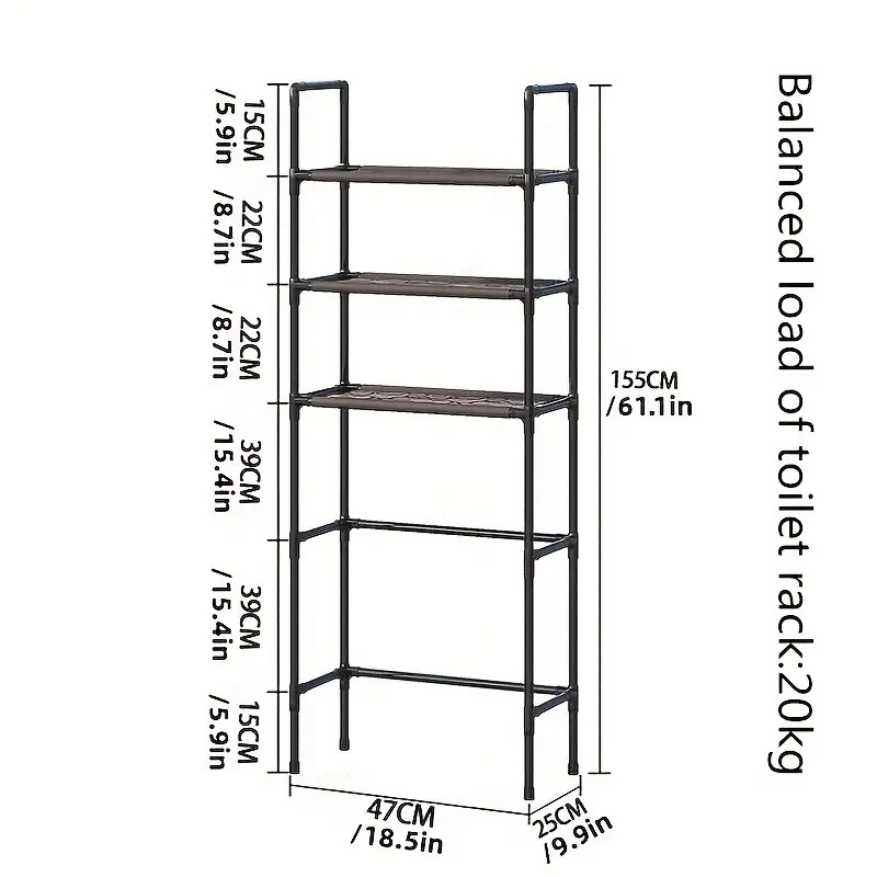 1pc over the toilet storage rack floor mount toilet rack free standing multi layer bathroom storage rack toilet bathroom non perforated finishing storage rack bathroom storage organization 1