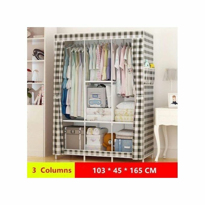 product_image_name-Generic-Garde-robe étagère à Chaussures Vêtements Organisateur Placard Cintre Assemblage 3 Colonnes-1