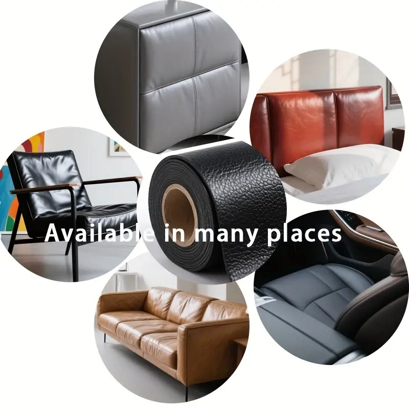 1卷大号自粘人造皮革修补贴 - 黑色,适用于沙发、汽车座椅和家具的快速修复,易于应用,无缝整合,高品质补丁 商品详情 5