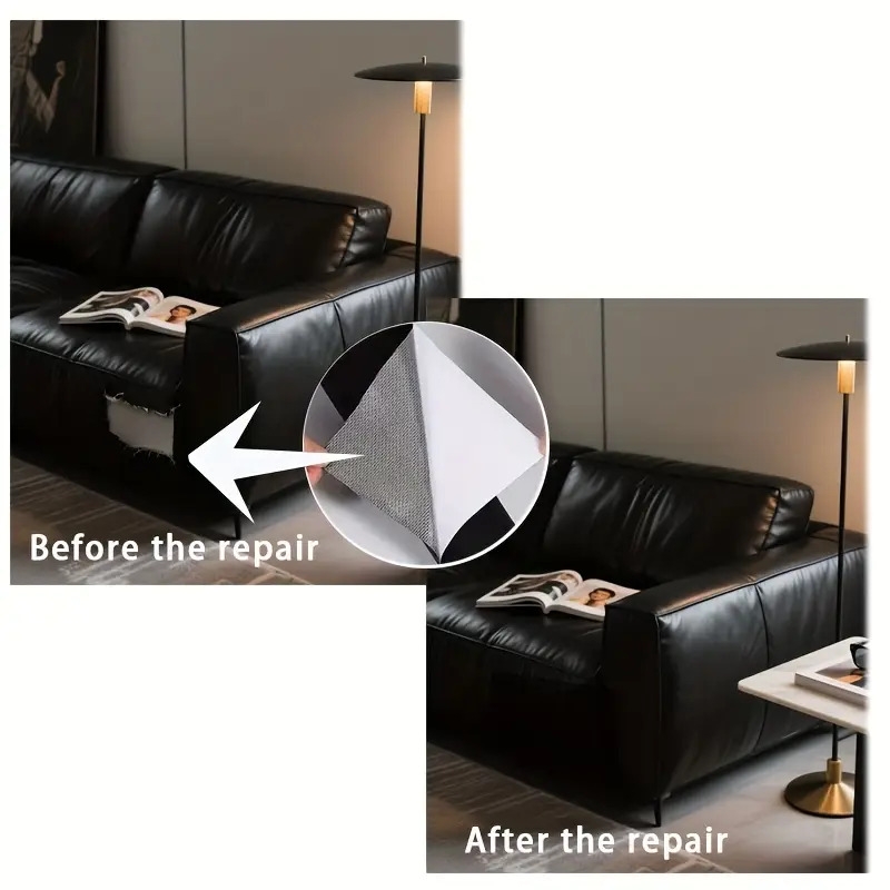 1卷大号自粘人造皮革修补贴 - 黑色,适用于沙发、汽车座椅和家具的快速修复,易于应用,无缝整合,高品质补丁 商品详情 4