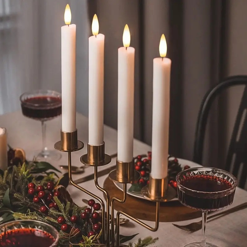 6 件装无焰 led 锥形蜡烛，带遥控器和 9.6 英寸定时器 - 电池供电逼真蜡效果火焰，3d 核心适合万圣节、圣诞节、情人节家居装饰 商品详情 7