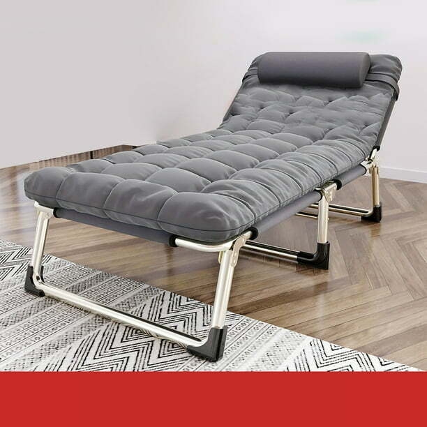 Lit Pliant pour une Personne Lit Pliant Camping Chaise Longue Lit Simple Fauteuil Inclinable Pliant pour Camping Pause Déjeuner Bureau Urgence Extérieure