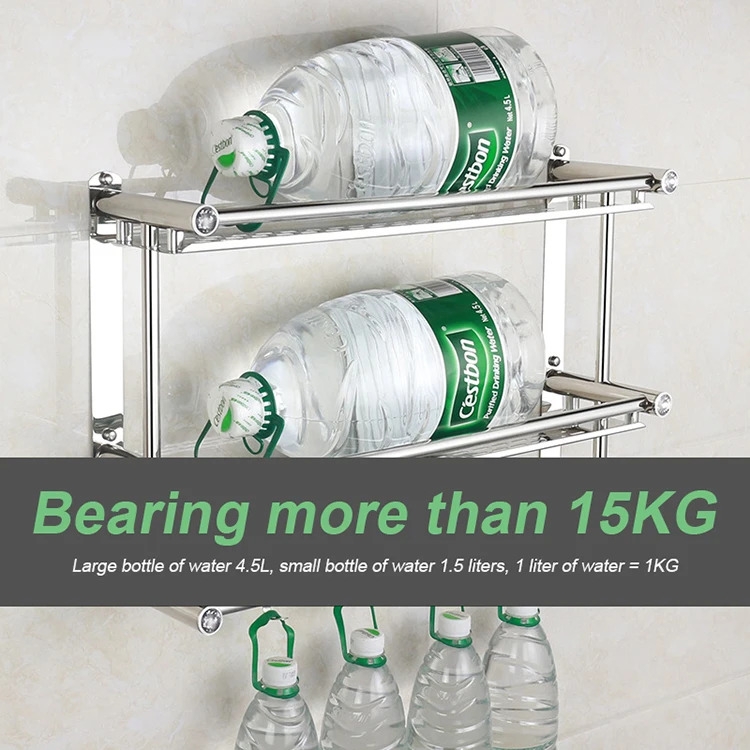 现代环保不锈钢三层浴室搁板架双层和单层壁挂式清洁毛巾