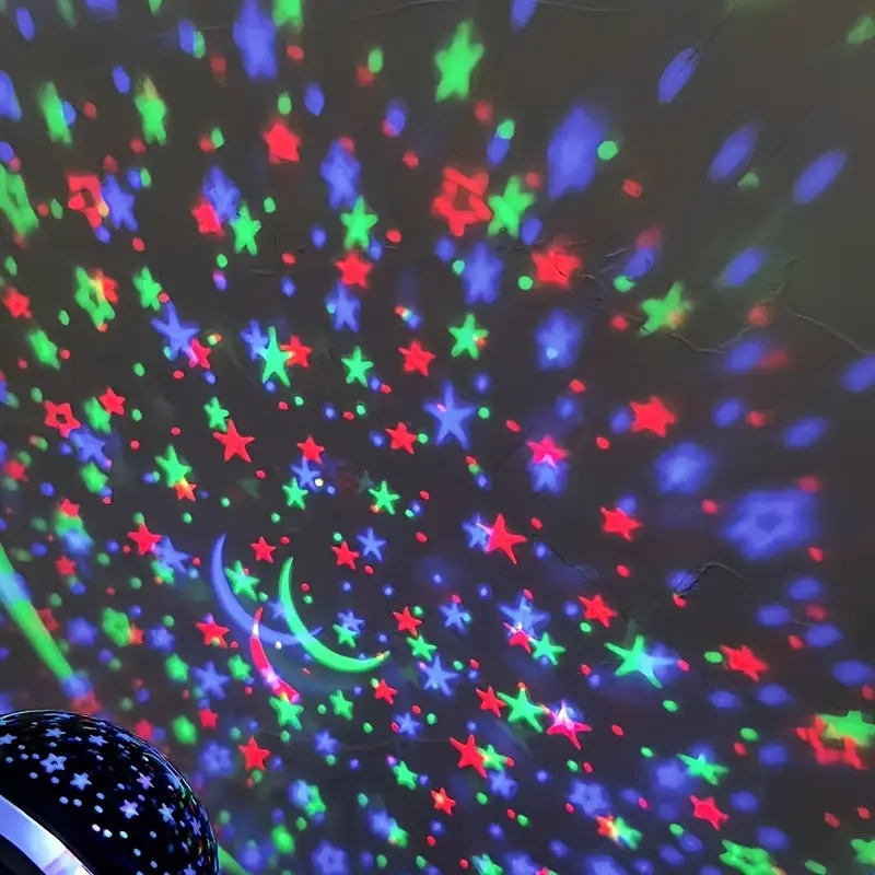 popular 1pc led starry sky projector lamp usb powered 7 color rotating dance hall light with colorful stars moon for romantic room decor ideal for parties christmas valentines camping weddings home birthday gift details 4