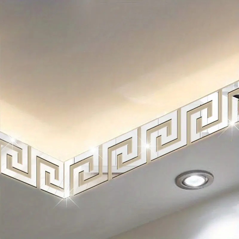 10pcs acrylic mirror wall sticker adhesive sticker for living room bedroom edge strip corner line building border home decoration 10x10cm details 4