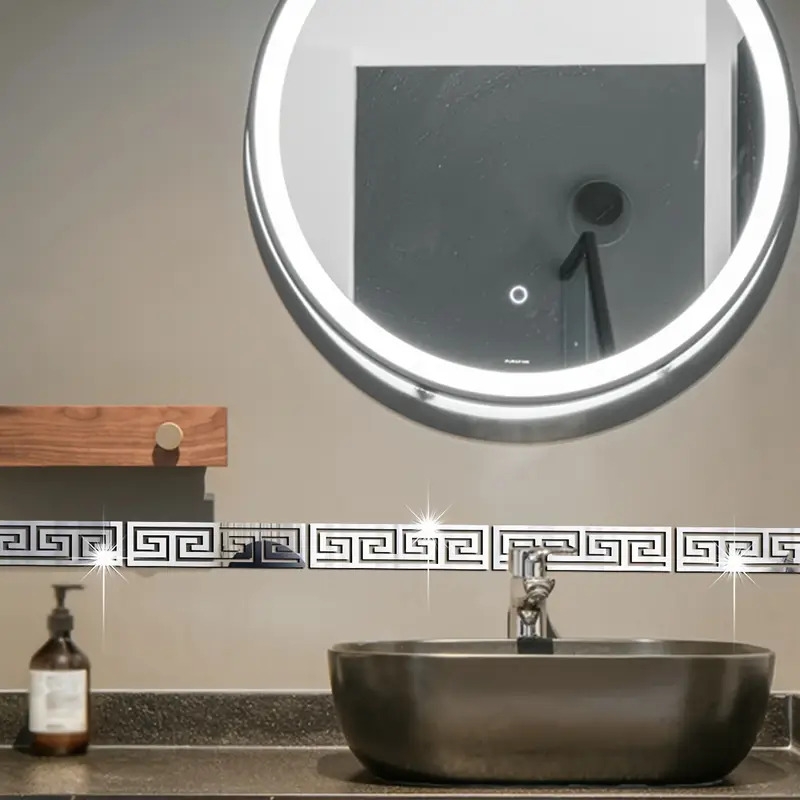 12pcs waist line mirror sticker suitable for home wall corner ceiling line decoration arrangement sticker self adhesive removable acrylic wall sticker details 2