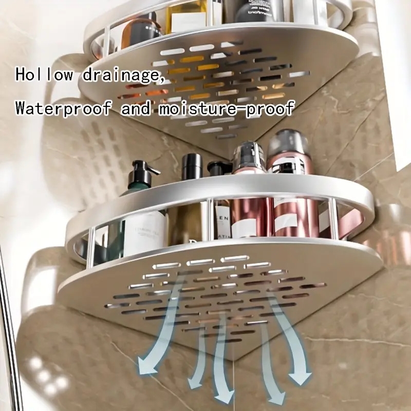 1pc bathroom storage rack space aluminum corner storage shelves punching free triangle bathroom supplies organizer wall mounted household multifunctional storage shelf bathroom accessories organizer supplies details 1