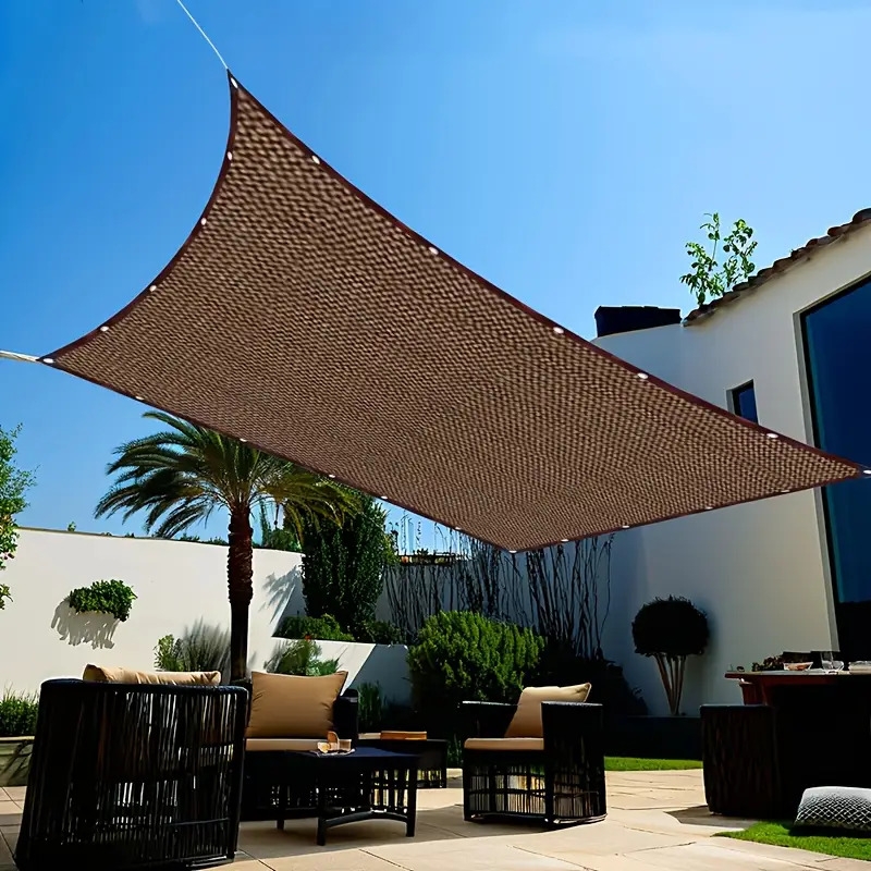 棕色遮阳网 - 厚实抗老化户外天篷，适用于露台、花园和露营，具有高遮阳率 商品详情 2