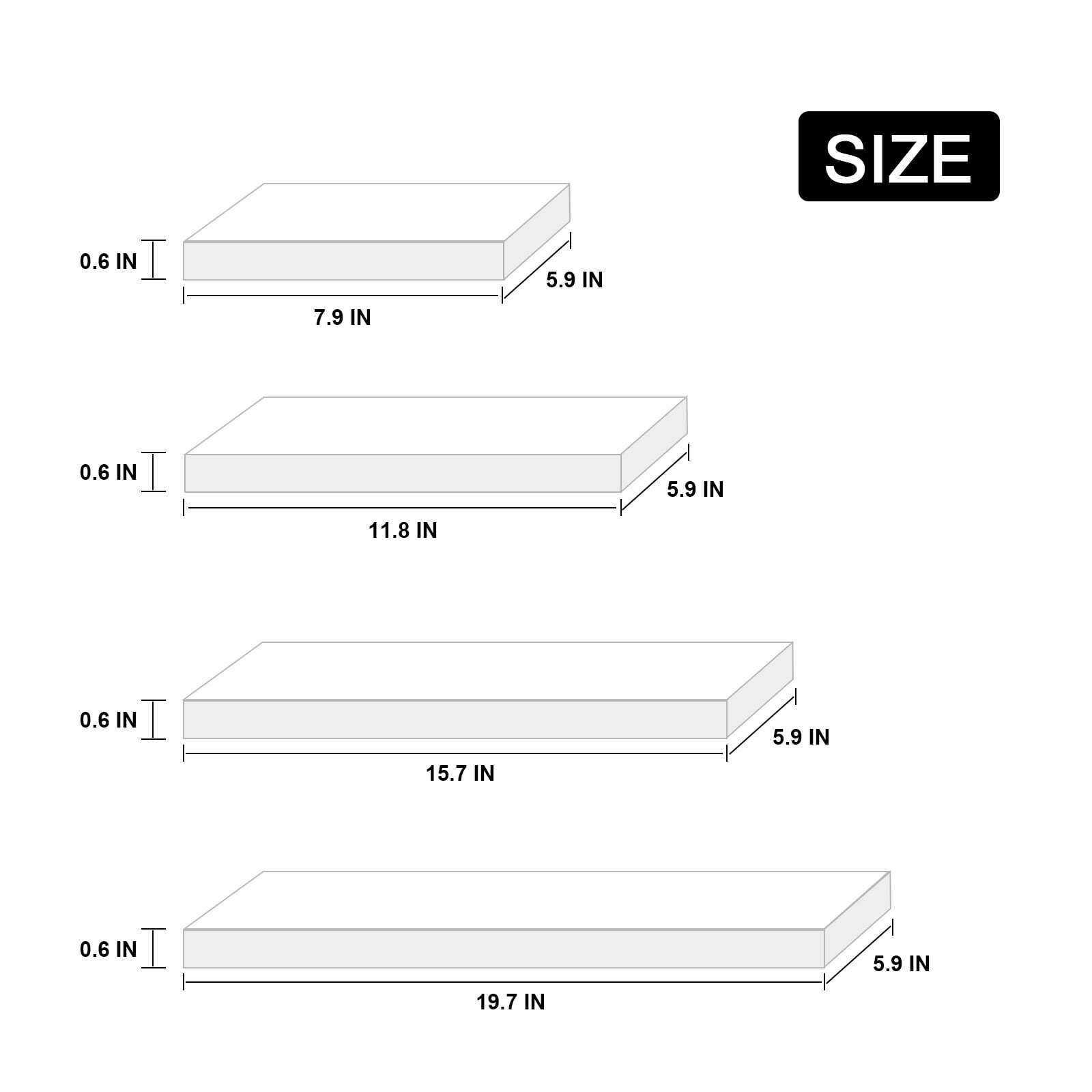Set of 4 Wall Mounted Floating Shelves 6in Wide for Bedroom Living Room Bathroom Kitchen Office Wall Storage