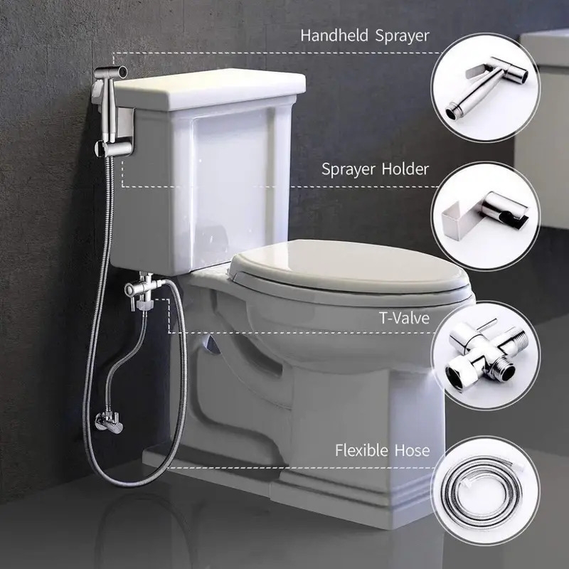 3pcs stainless steel bidet sprayer complete diaper washer simple pressure control more 0