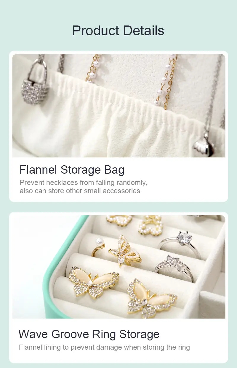 1pc portable jewelry box for storing jewelry ear studs bracelets necklaces ring storage box details 6