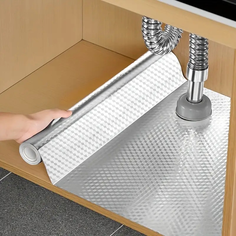   1张自粘乙烯基贴纸 | 易撕易贴，防潮耐用，表面光滑，易清洁 | 适用于水槽柜、浴室、厨房抽屉 | 自粘乙烯基装饰贴 商品详情 1