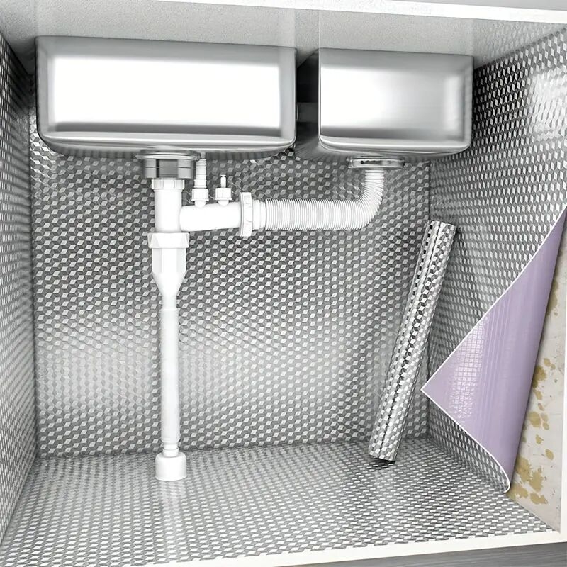   1张自粘乙烯基贴纸 | 易撕易贴，防潮耐用，表面光滑，易清洁 | 适用于水槽柜、浴室、厨房抽屉 | 自粘乙烯基装饰贴 商品详情 0