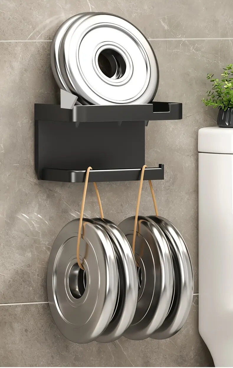 1pc toilet paper storage rack bathroom wall mounted plastics holder non punching adhesive tissue box shelf dual purpose storage rack mobile phone holder toiletry organizer bracket bathroom and toilet supplies bathroom accessories plastics details 7