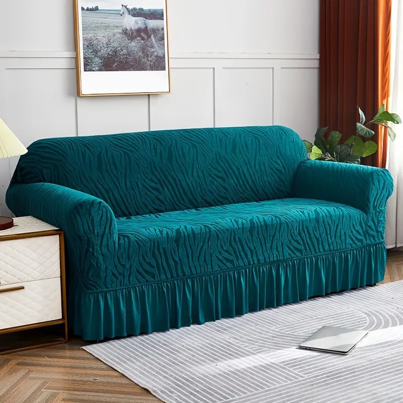 1pc skirt sofa cover stretch integrated sofa slipcover couch cover furniture protector for bedroom office living room home decor armchaire   green 11