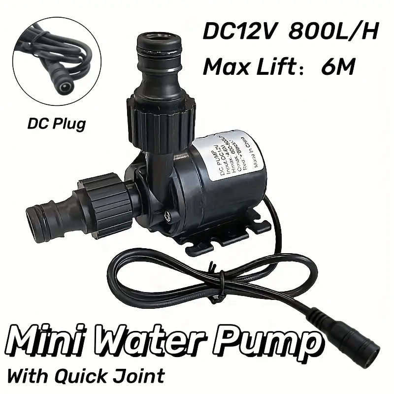 1个  12v/24v/36v高流量水泵 - 800l/h重型水族馆、池塘、喷泉、鱼缸、海洋循环泵，带快速接头连接器，无刷电机，紧凑设计适用于淡水/海水 - 适合大型水箱和池塘 - usb供电（ 12v/24v/36v）- 兼容 12v/24v/36v电源 商品详情 0