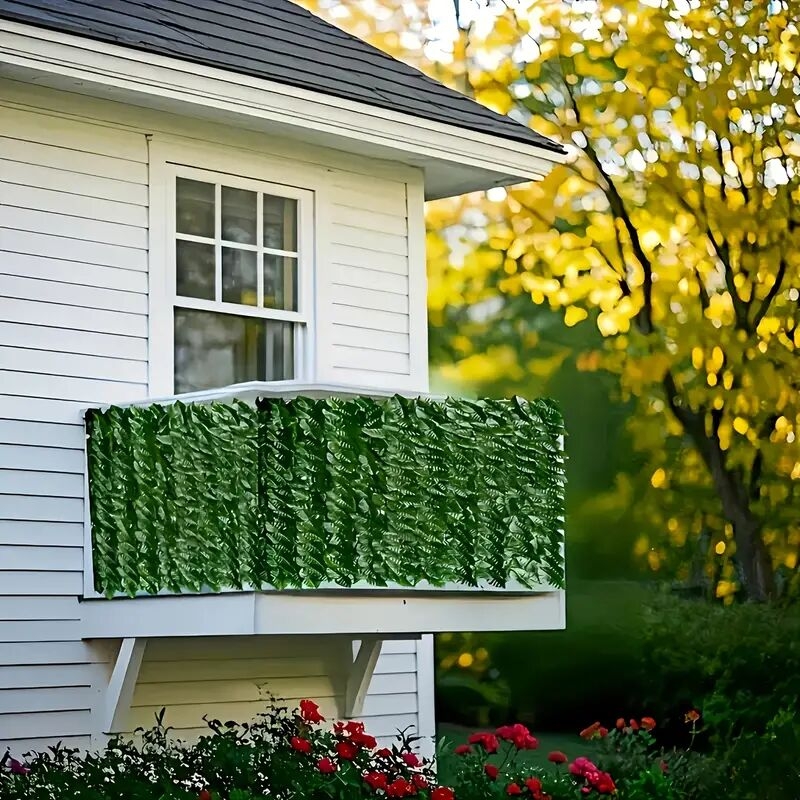 6件套，300厘米x50厘米迷人户外仿真常春藤隐私围栏板 - 抗紫外线耐用塑料绿屏风，适用于室内/室外，易挂墙面装饰，露台、花园、阳台、后院，自然悬挂藤蔓，感恩节装饰佳品 商品详情 7