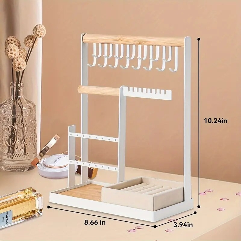 Jewelry Organizer Include Velvet Ring Case 4 Tier Jewelry Holder Organizer With 16 Holes For Earring Organizer Jewelry Stand With 15 Hooks Necklace Organizer And Bracelet Holder White Sports & Outdoors Temu details 3