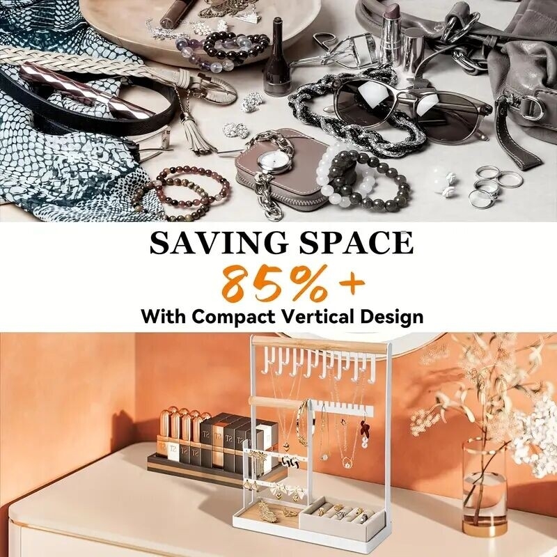 Jewelry Organizer Include Velvet Ring Case 4 Tier Jewelry Holder Organizer With 16 Holes For Earring Organizer Jewelry Stand With 15 Hooks Necklace Organizer And Bracelet Holder White Sports & Outdoors Temu details 1