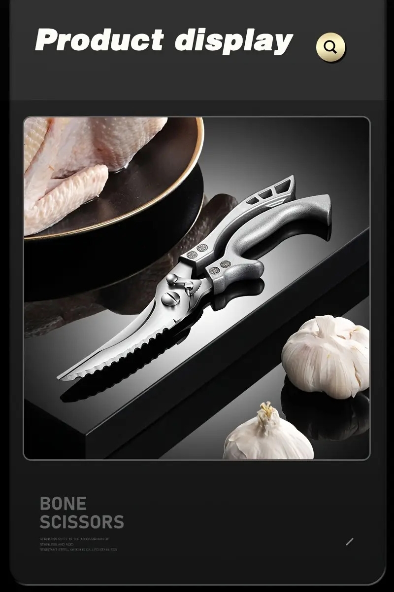 1pc heavy duty stainless steel kitchen scissors multifunctional poultry shears for chicken fish   safe ergonomic handle with   for cooking and bone cutting cooking essentials ergonomic kitchen scissors sharp cutting tool details 9
