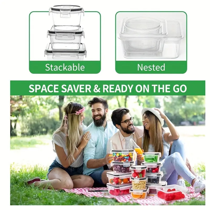 12pcs storage containers portable food sealed fresh keeping box with lid multipurpose leak proof food storage box for grain nuts fruit vegetable and meat kitchen organizers and storage kitchen accessories details 2