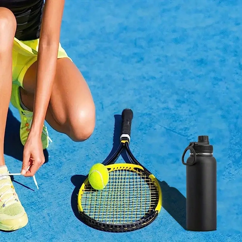 1pc 32oz insulated stainless steel water bottle double wall vacuum wide handle leakproof bpa free sweat free durable   finish keeps hot for 12 hours cold for 24 hours ideal for sports outdoor activities details 0