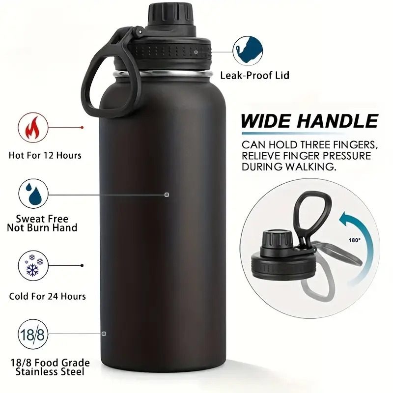 1pc 32oz stainless steel insulated water bottle perfect for sports and outdoor activities christmas and halloween holiday gifts details 3