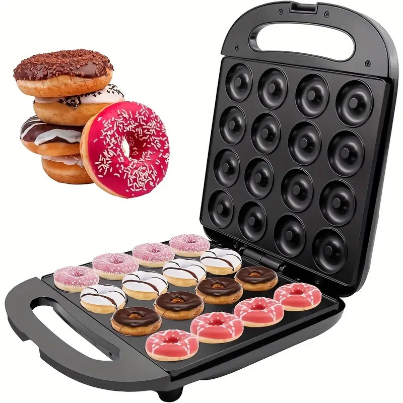 16   mini donut maker 1000w electric non stick surface kids donut machine black home donut maker 110v 130v power supply us plug compatible no battery included 5