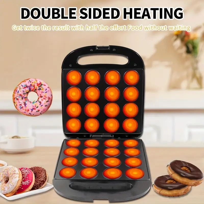 16   mini donut maker 1000w electric non stick surface kids donut machine black home donut maker 110v 130v power supply us plug compatible no battery included 4