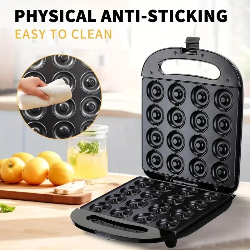 16   mini donut maker 1000w electric non stick surface kids donut machine black home donut maker 110v 130v power supply us plug compatible no battery included 7