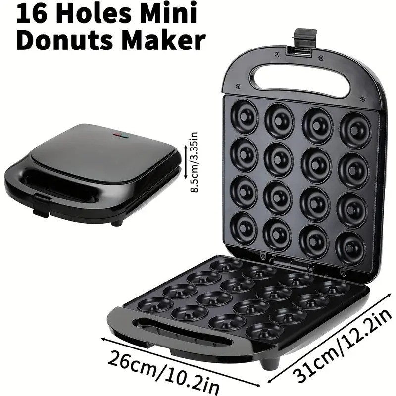 16   mini donut maker 1000w electric non stick surface kids donut machine black home donut maker 110v 130v power supply us plug compatible no battery included 1