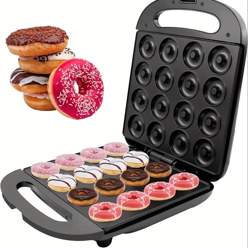 16   mini donut maker 1000w electric non stick surface kids donut machine black home donut maker 110v 130v power supply us plug compatible no battery included 0