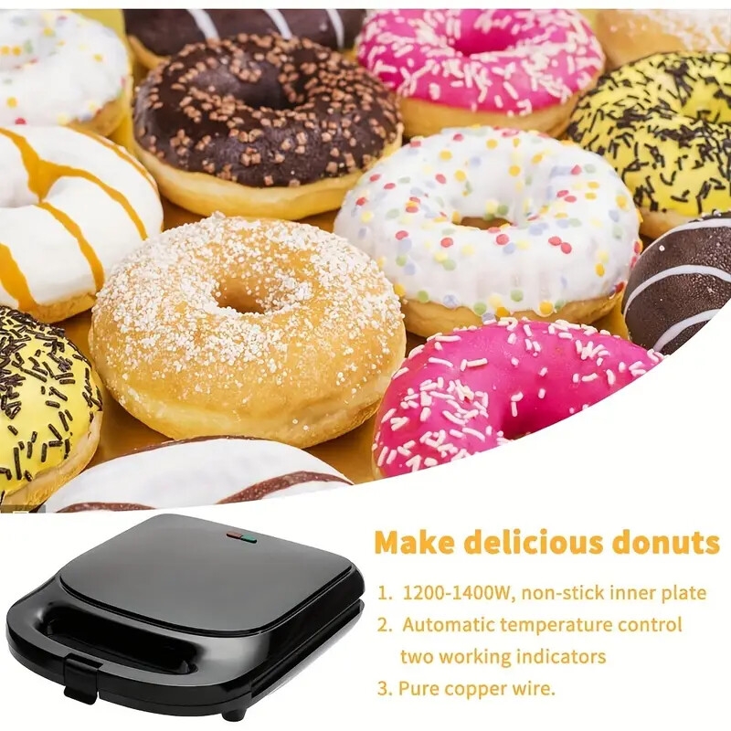 16   mini donut maker 1000w electric non stick surface kids donut machine black home donut maker 110v 130v power supply us plug compatible no battery included 3
