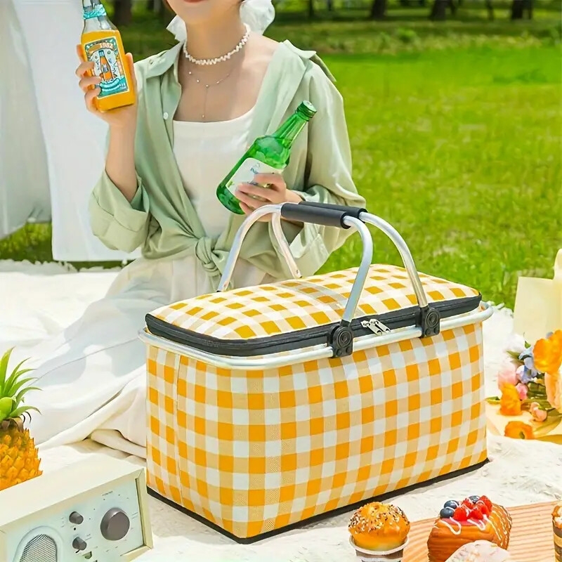 1pc outdoor picnic insulation bag portable insulation bag   structure foldable insulation food storage basket details 2