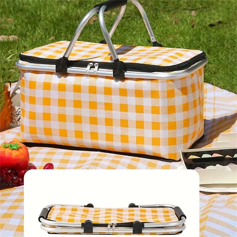 1pc outdoor picnic insulation bag portable insulation bag   structure foldable insulation food storage basket details 7