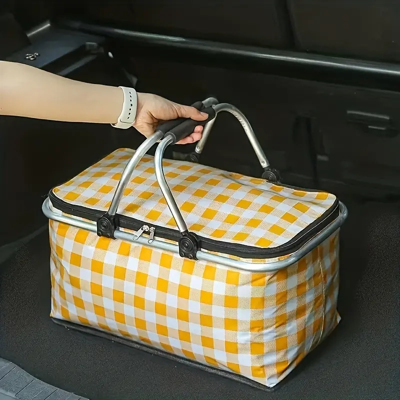 1pc outdoor picnic insulation bag portable insulation bag   structure foldable insulation food storage basket details 6