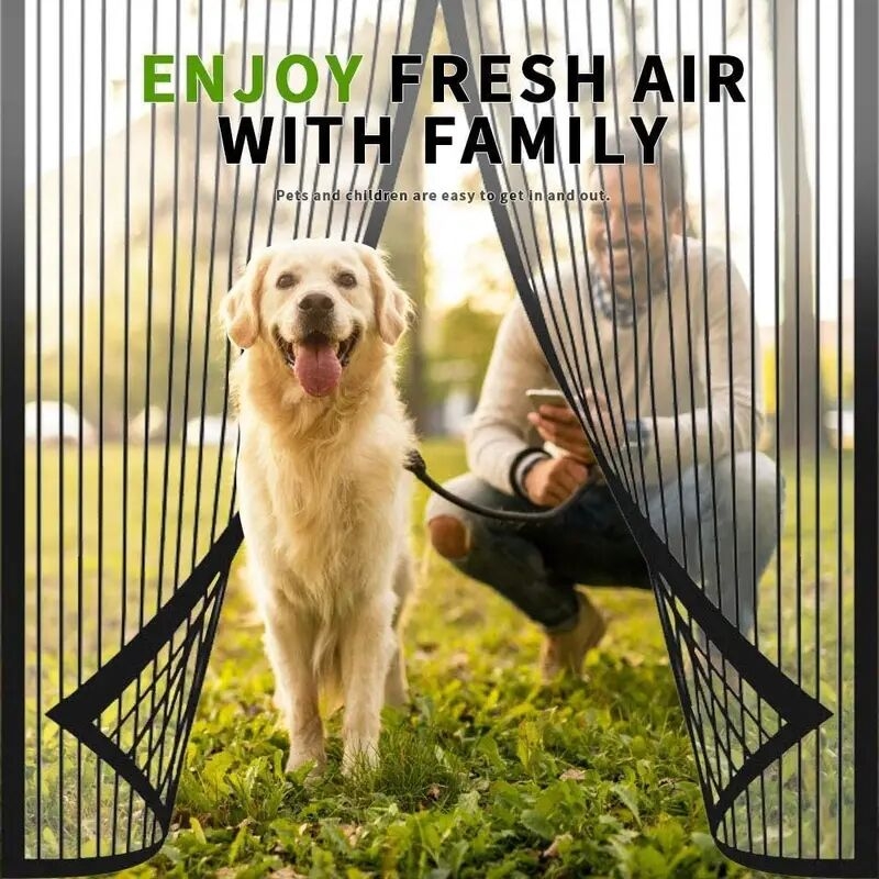 1pc magnetic fly screen door heavy duty bug mesh curtain with powerful magnets and full frame magic tape insect protection door no gap keep bugs details 6