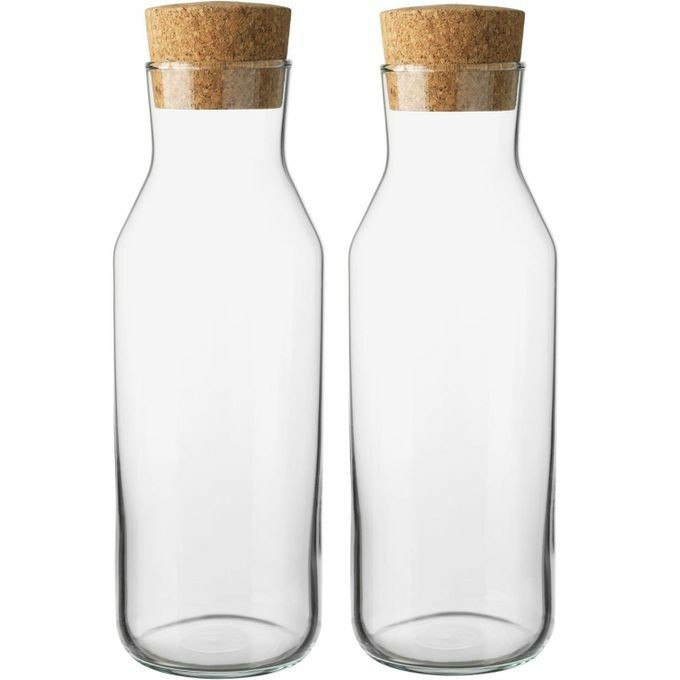 product_image_name-Generic-2 x Carafe d'eau en verre 1L, Bouteille de boisson Jus avec couvercle en liège-1