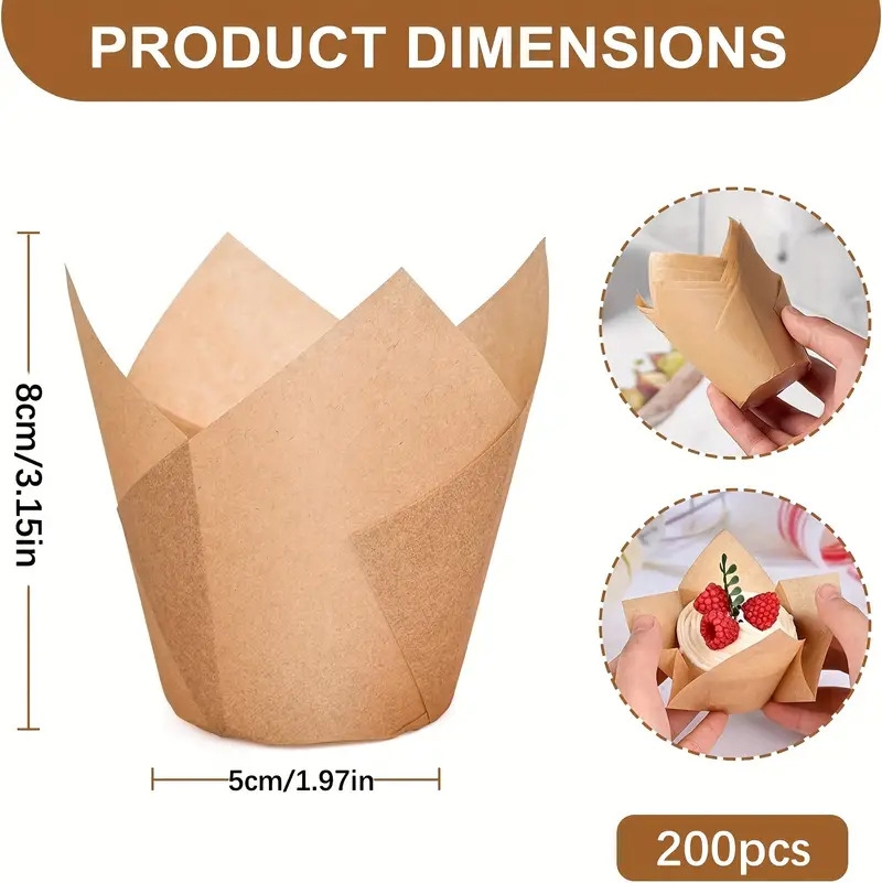 200pcs elegant tulip cupcake liners unbleached   muffin cups for parties holidays   christmas birthdays graduations details 7