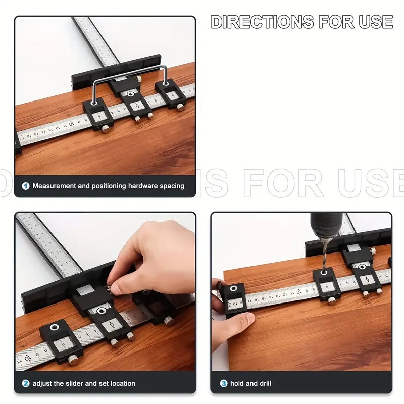 1pc punch locator cabinet drawer handle punch auxiliary positioning tool adjustable punching positioning drilling template guide for installing handles and knobs on doors and drawers with a storage bag details 3