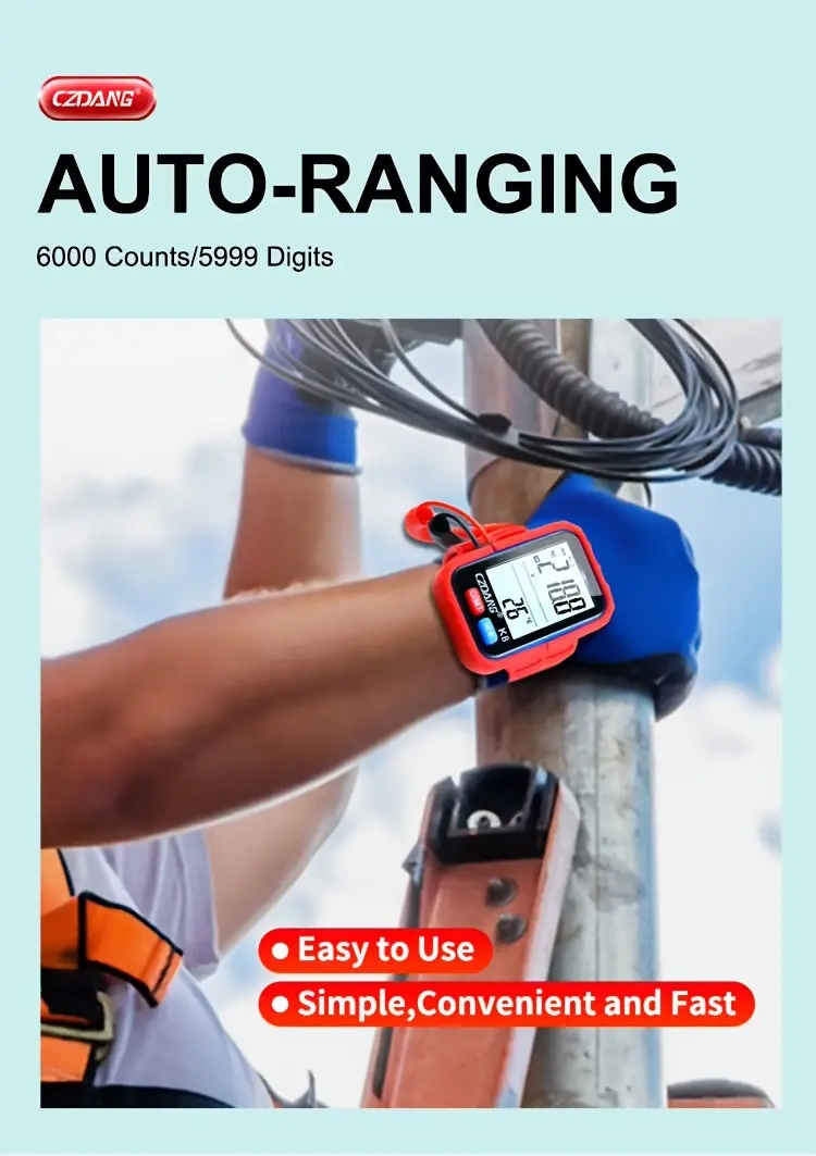 高空作业电压表，高精度多功能万能表，便携智能带背光腕带款万用表。 商品详情 6