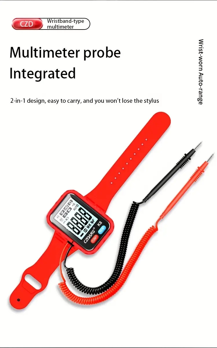 高空作业电压表，高精度多功能万能表，便携智能带背光腕带款万用表。 商品详情 2