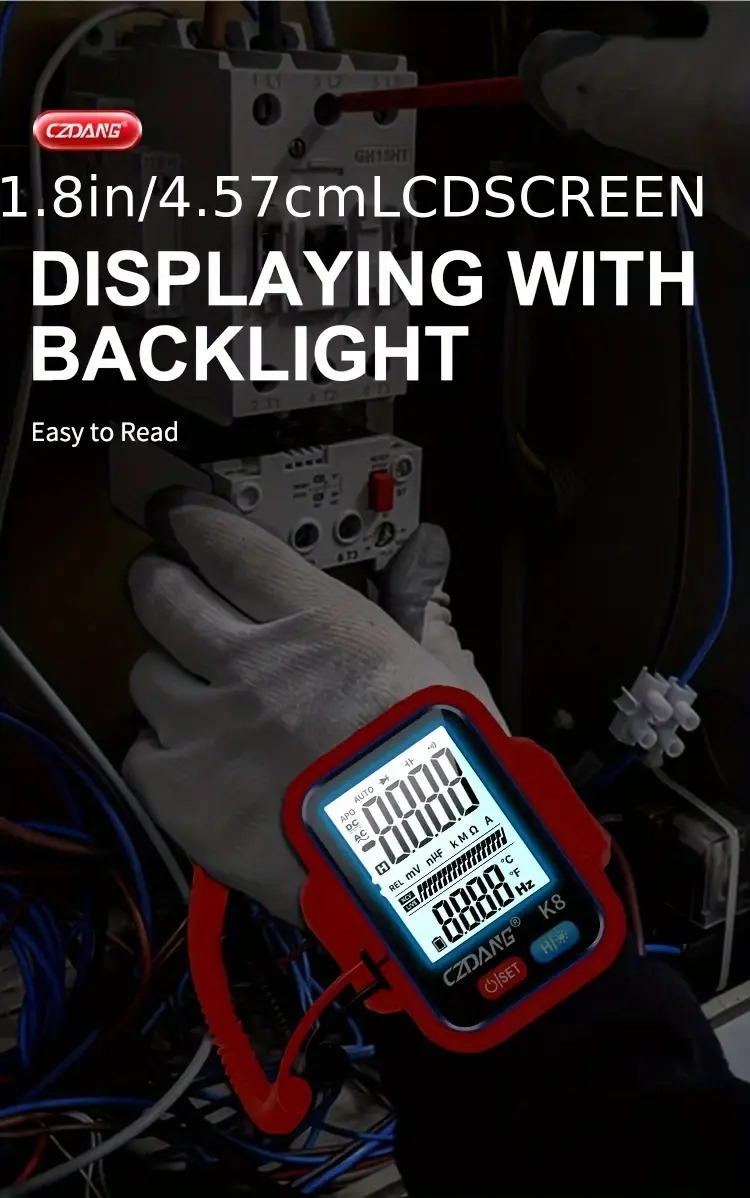 高空作业电压表，高精度多功能万能表，便携智能带背光腕带款万用表。 商品详情 8