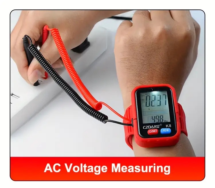 高空作业电压表，高精度多功能万能表，便携智能带背光腕带款万用表。 商品详情 10