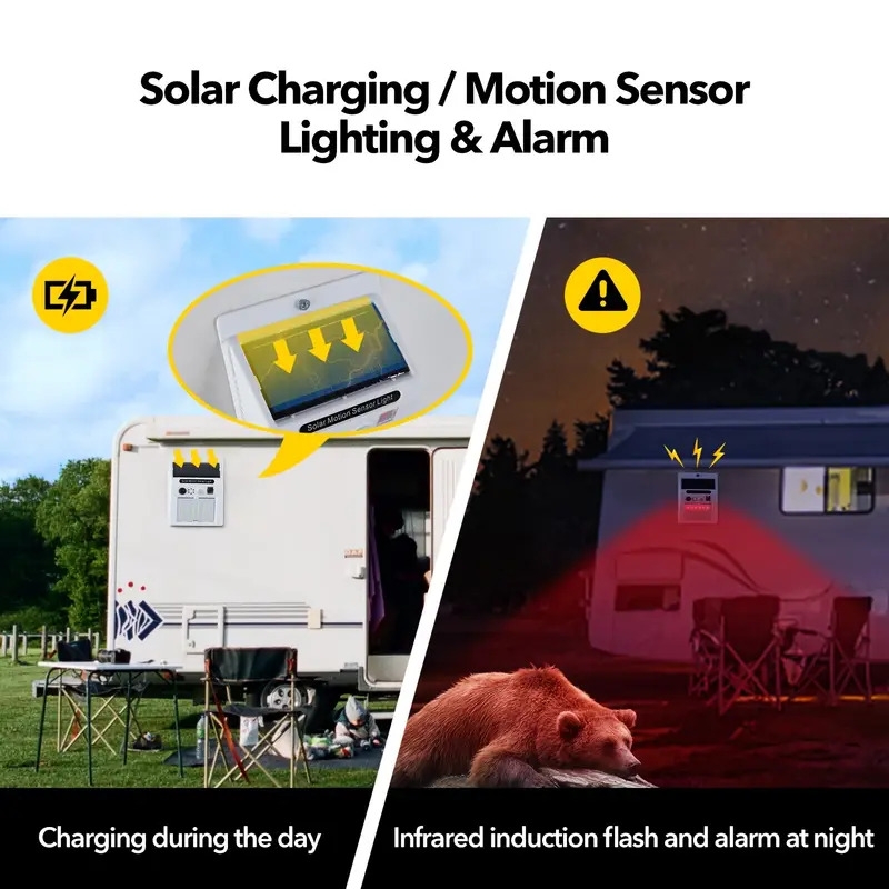 1pc solar warning light solar alarm anti theft infrared wireless induction for outdoor farm sound and light alarm high volume 3 working modes to switch security solar lamp for farm garden
