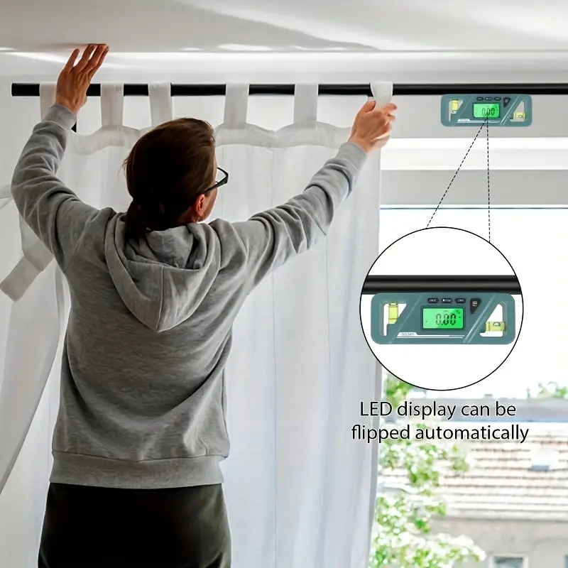   磁电子测角仪 - 带背光的数字角度仪，lcd 显示屏，斜率转换和水平指示器，电池供电，≤36v 工作电压，精密测量工具|数字角度仪|磁性底座 商品详情 4