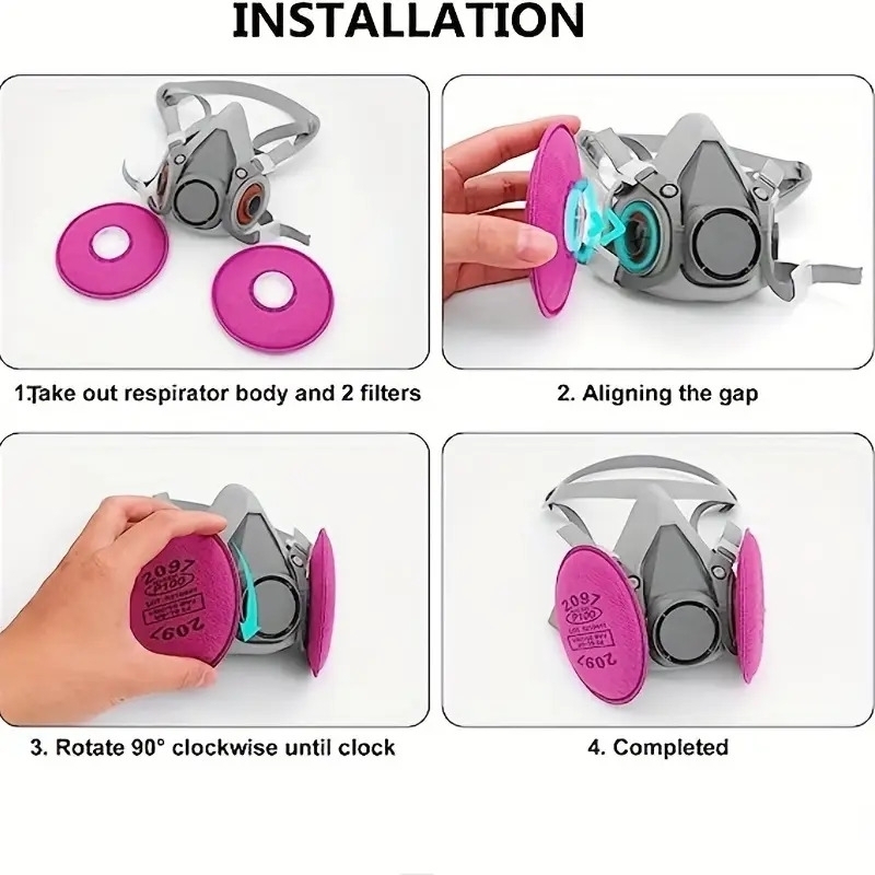 1 set reusable half mask 6200 half respirator dust respirator with filter protective face mask for paint epoxy lime dust particles sand dust and formaldehyde 6